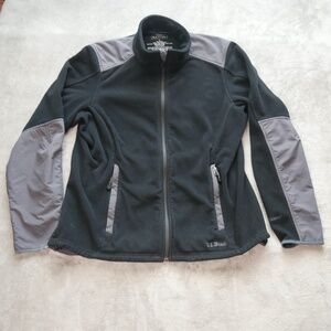L.L. Bean Polartec Wind Pro Full Zip Fleece Jacket Women Large Black Lightweight